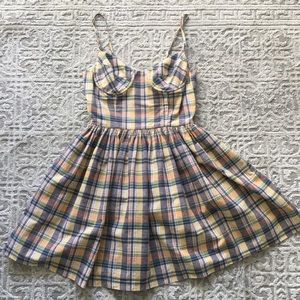 French Connection, plaid, XS pleated dress